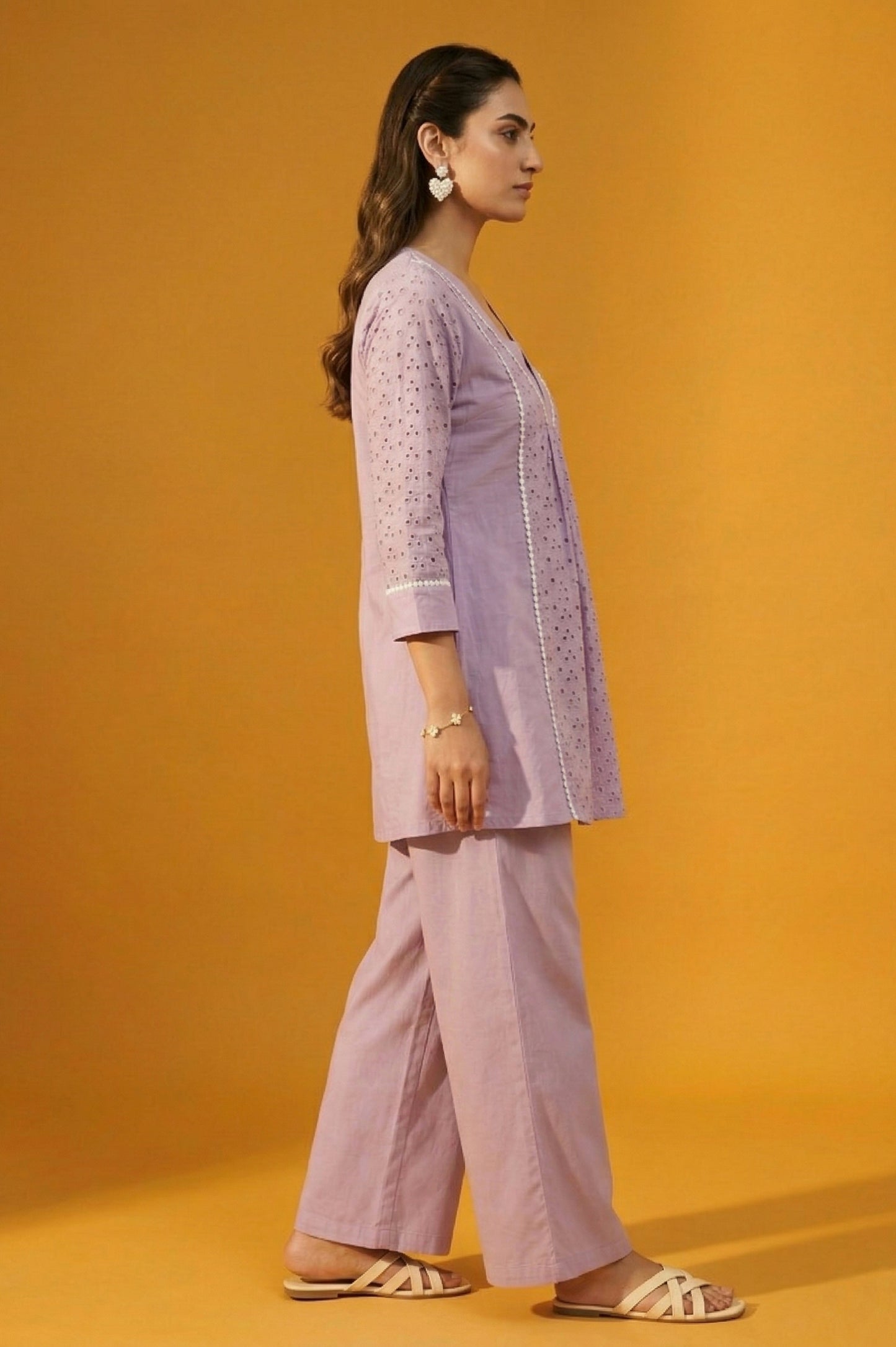 Dresoul Pure Cotton Schiffli Co-Ord Set