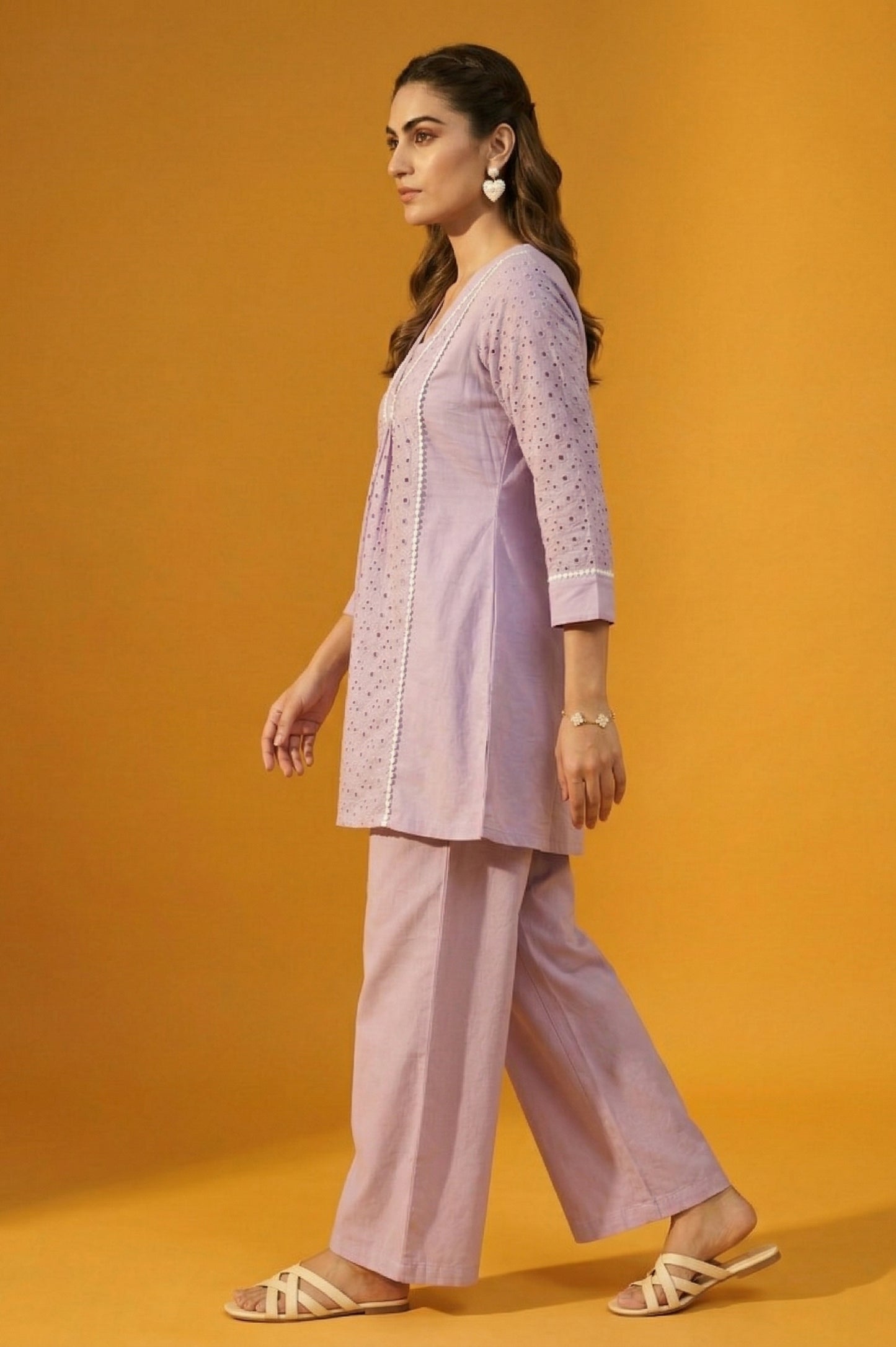 Dresoul Pure Cotton Schiffli Co-Ord Set