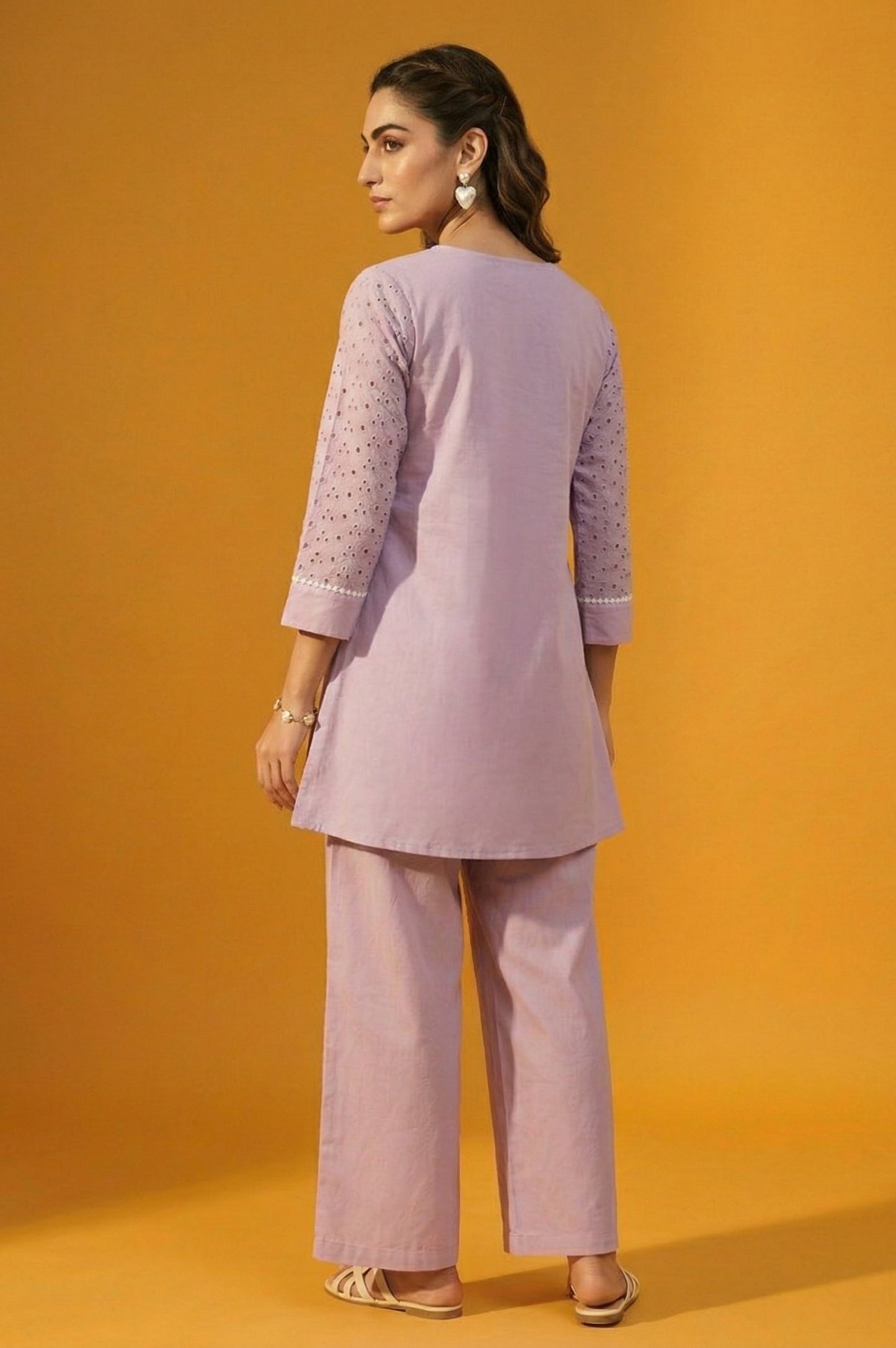 Dresoul Pure Cotton Schiffli Co-Ord Set