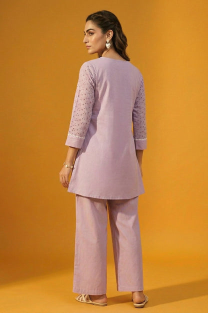 Dresoul Pure Cotton Schiffli Co-Ord Set