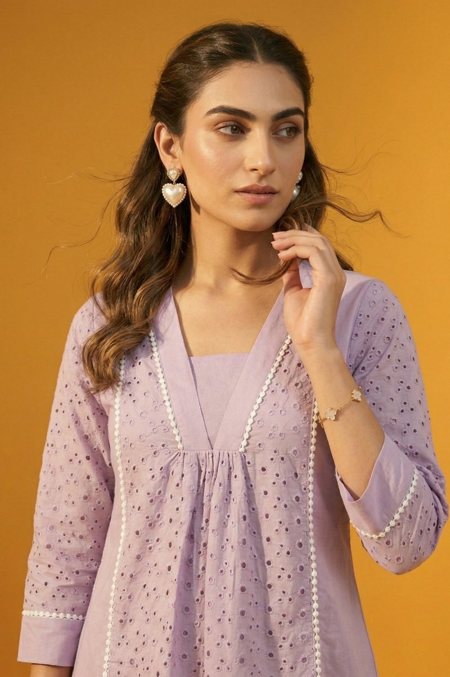 Dresoul Pure Cotton Schiffli Co-Ord Set