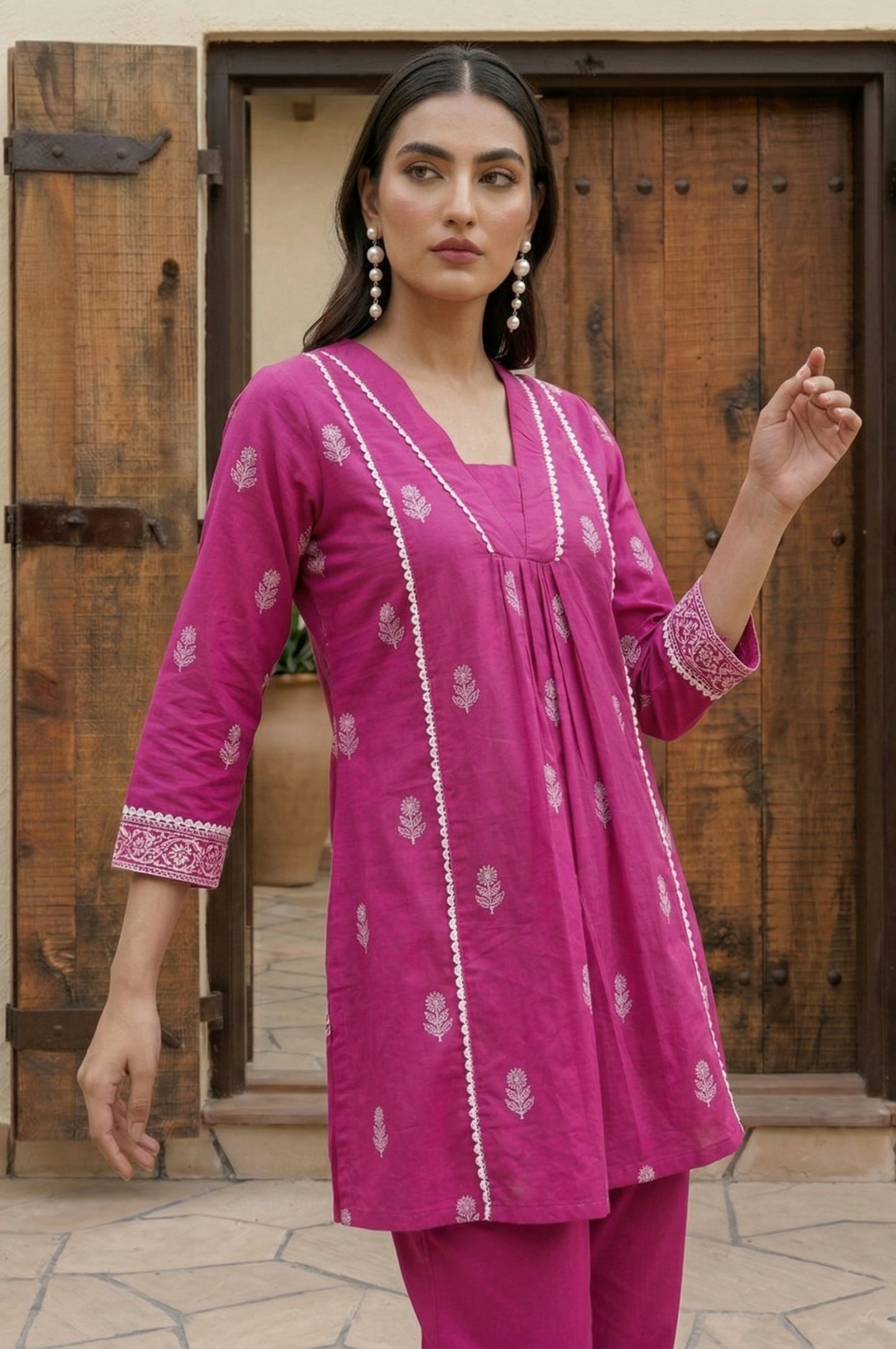 Dresoul Pure Cotton Embroidered Co-Ord Set