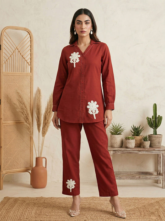 Dresoul Pure Cotton Embroidered Co-Ord Set