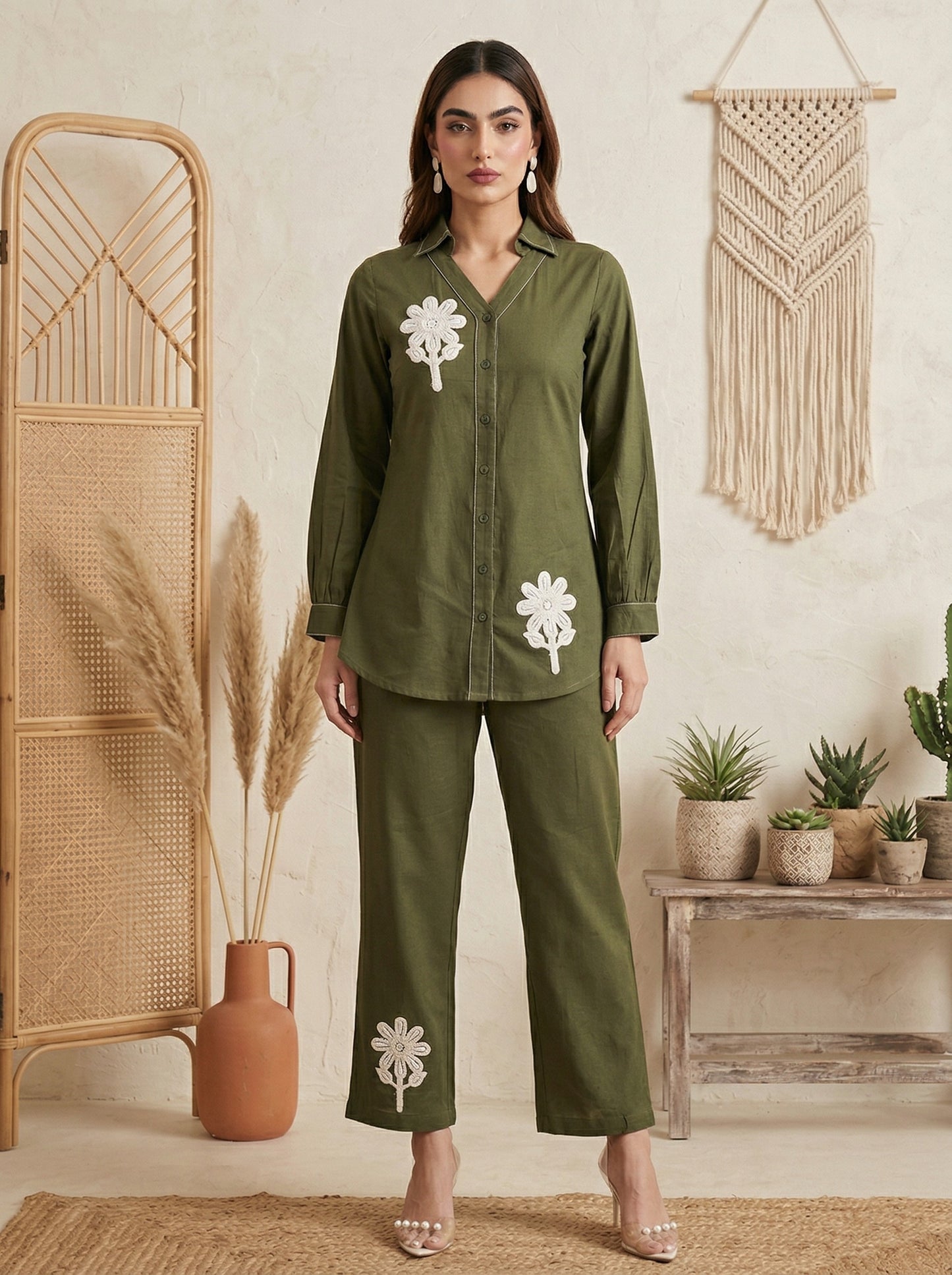 Dresoul Pure Cotton Embroidered Co-Ord Set