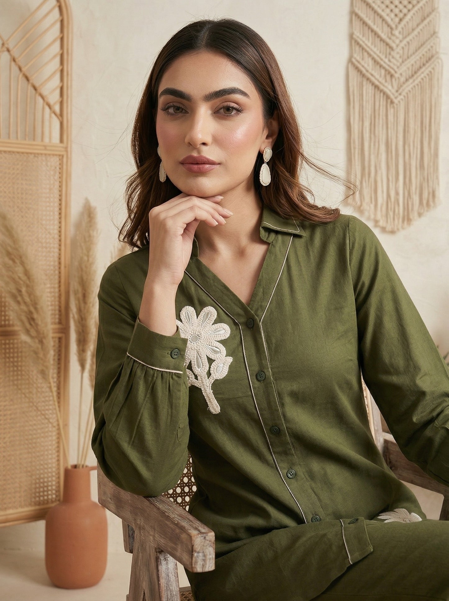 Dresoul Pure Cotton Embroidered Co-Ord Set
